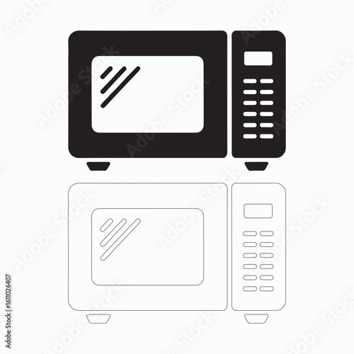 Modern Microwave Oven Icon for Kitchen Appliances
