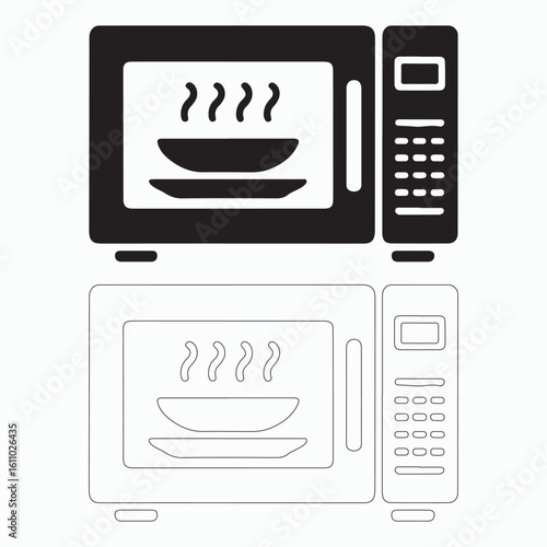 Modern Microwave Oven Icon for Kitchen Appliances
