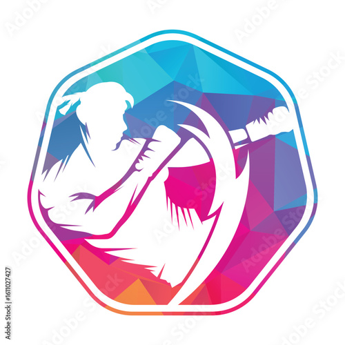 kick boxing logo vector icon. kick boxer attack sport logo icon vector.