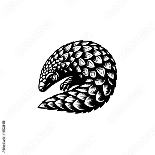 A pangolin curled up in a ball
