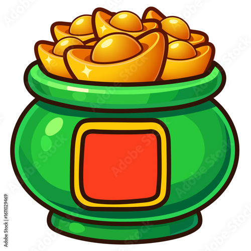 Cartoon Pot of Gold Icon