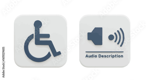 Accessible Services: Wheelchair Access and Audio Description Symbols for Inclusivity