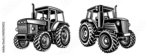 vintage tractor isolated on white background