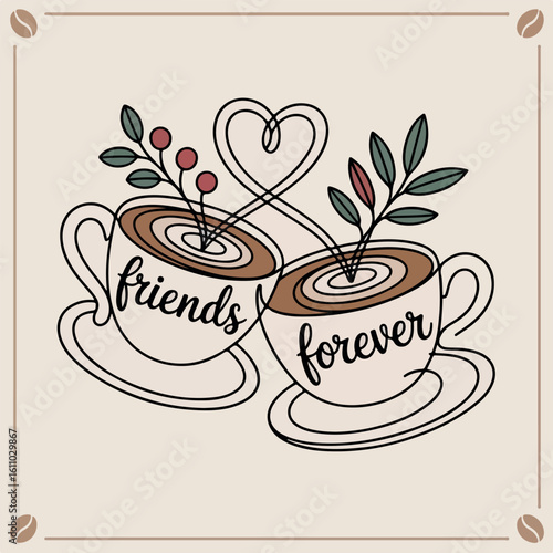 Friends Forever Simple Line Art