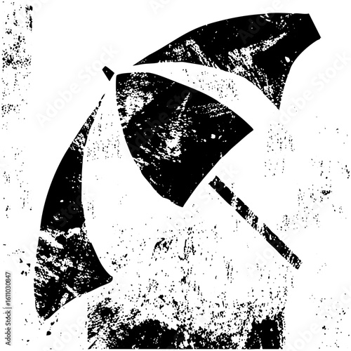 Vector Abstract umbrella with distressed texture.