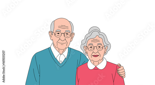 A warm portrait capturing the endearing love and companionship of an elderly couple cherishing their golden years together