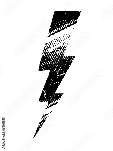 Vector Bold lightning bolt with distressed texture.