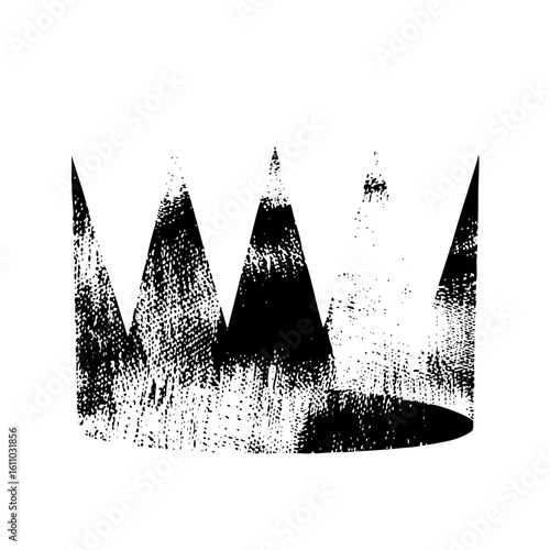 Vector Abstract black crown with textured details.