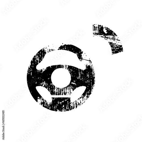 Vector Distressed steering wheel with directional arrow.