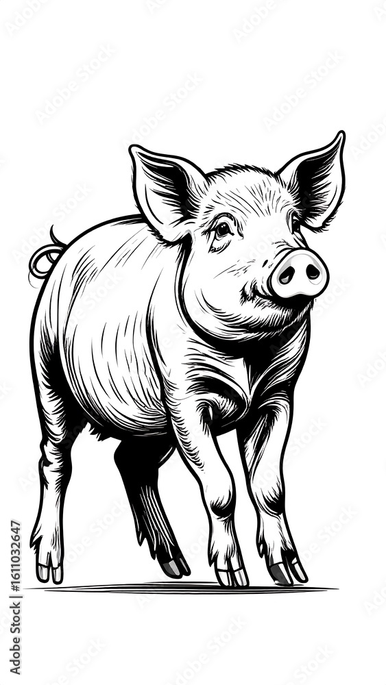Fototapeta premium Cute pig sketch