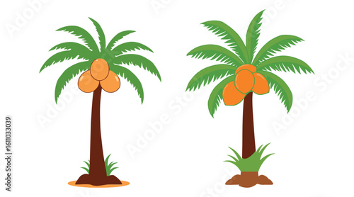Palm Tree Line Art Vector with Simple Outline Design on white background. summer enojy tropical beach tree.