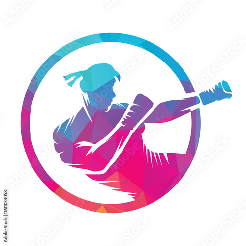kick boxing logo vector icon. kick boxer attack sport logo icon vector.