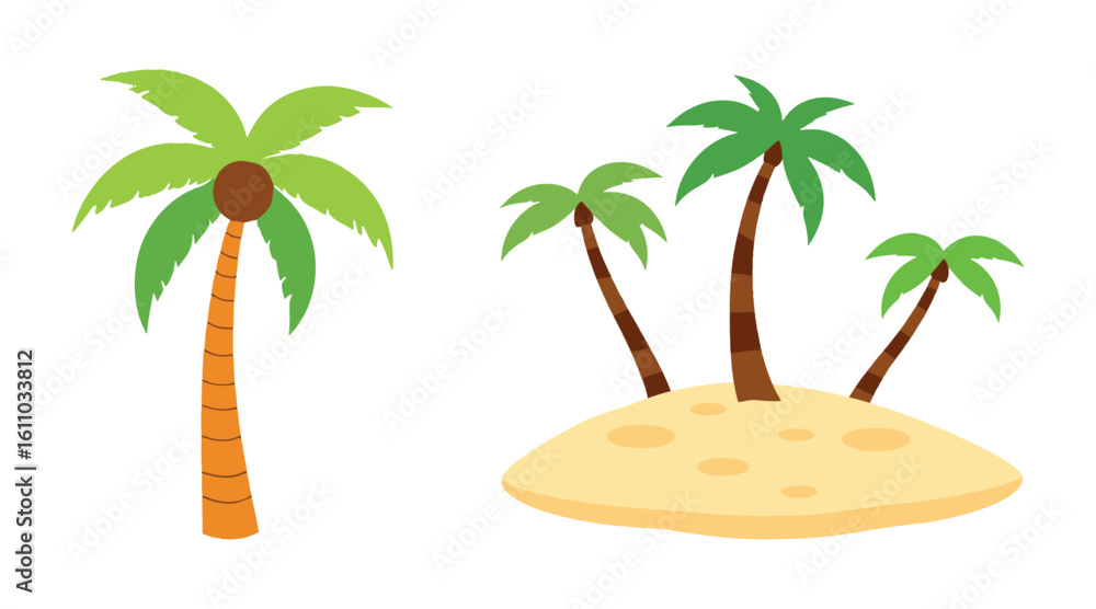 Obraz premium Realistic Coconut Palm Tree Vector with Detailed Leaves on white background.