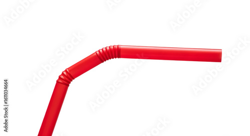 Close up of a single red bendy straw on a black background    .ai generative, transparent background, white background. isolated on white background