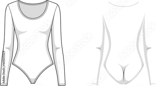 CAD drawing flat vector illustration of women’s utility jumpsuits, front and back views, flap pockets, waist detail, stylish garment template, fashion sketch layout, technical clothing mockup