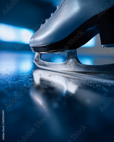 Wallpaper Mural Close-Up View of an Ice Skating Blade Reflecting Light on a Polished Ice Surface in a Winter Setting Torontodigital.ca