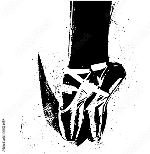 Vector Elegant ballet pointe shoe with a leg.
