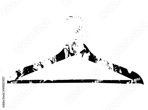 Vector Abstract black brushstroke depicts a soaring bird silhouette.