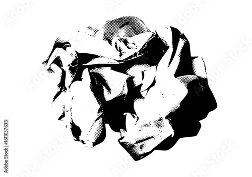 Vector Dramatic portrait of two figures in monochrome vector style.