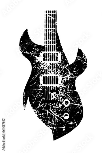 Vector Distressed electric guitar with textured details.