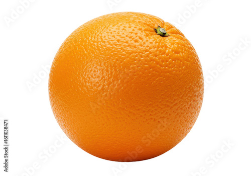 Fresh, ripe orange fruit isolated on a white background, showcasing its texture and color