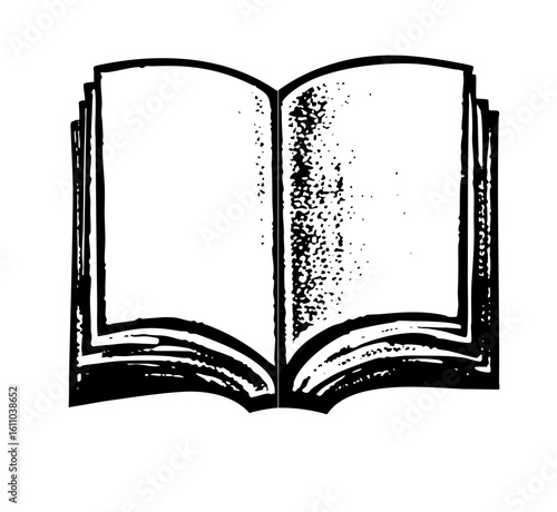 Vector Open book with detailed central pages.