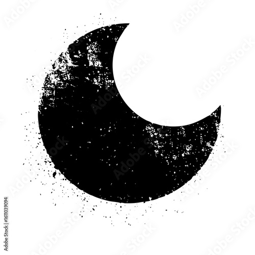 Vector Distressed moon with speckled texture.