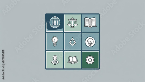 Education and Knowledge Icon Grid Set