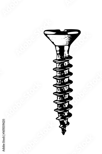 Vector Detailed black and white of a screw.