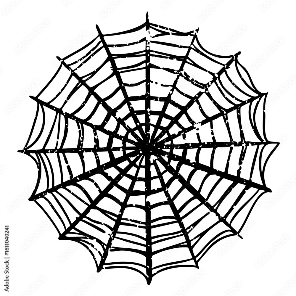 Obraz premium Vector Intricate black spiderweb with radial symmetry.