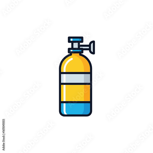 Scuba Diving Oxygen Tank Icon. Underwater Air Cylinder for Diving or Snorkeling. Cartoon Vector Illustration.