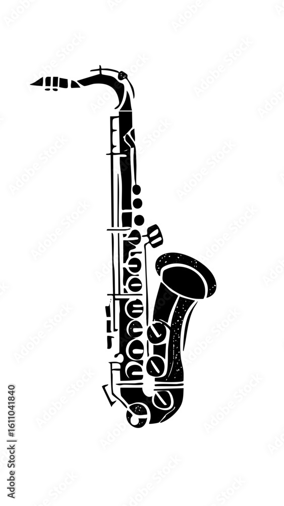 Naklejka premium Vector Elegant saxophone showcases musical instrument .