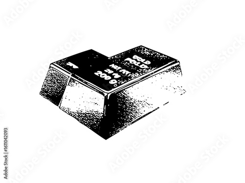 Vector Detailed of a gold bullion bar with stamped markings.