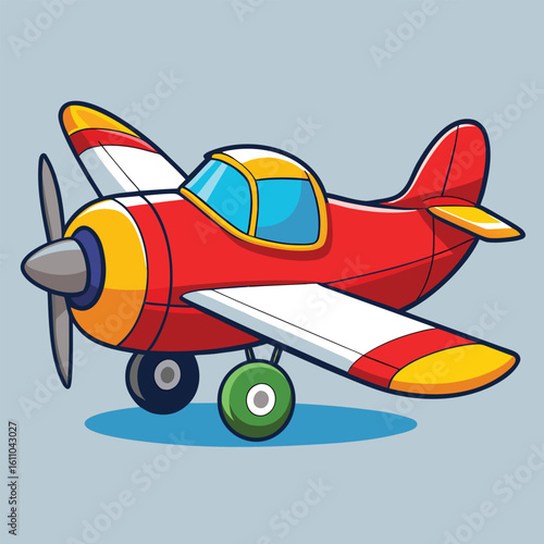 Vintage biplane isolated white vector illustration, classic propeller aircraft in retro flight