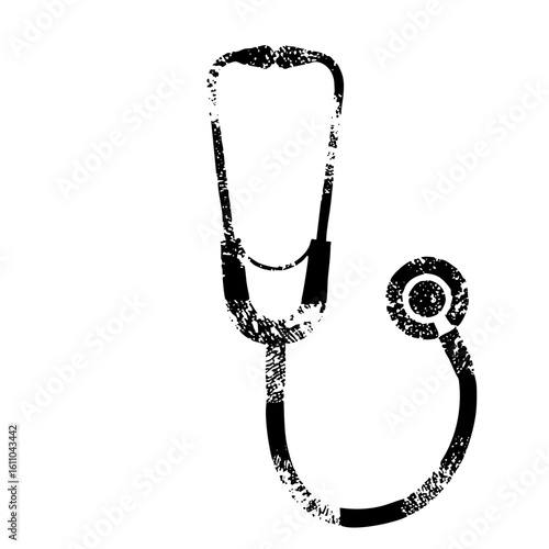 Vector Black stethoscope with circular diaphragm.