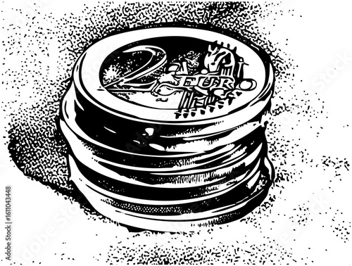 Vector Stacked coins with prominent numeral