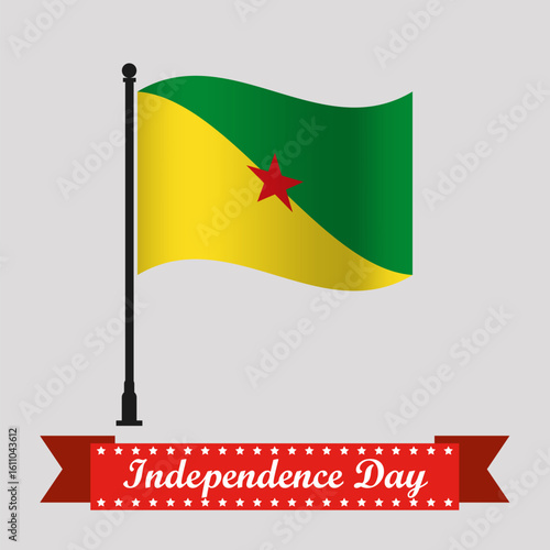 Flat French Guiana Independence Day With Waving Flag