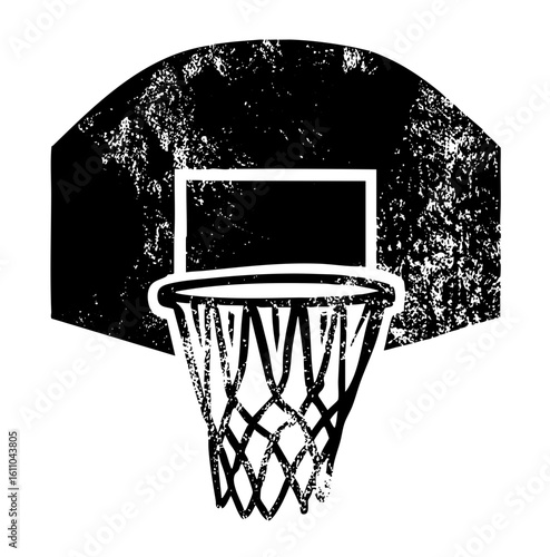 Vector Distressed basketball hoop with net