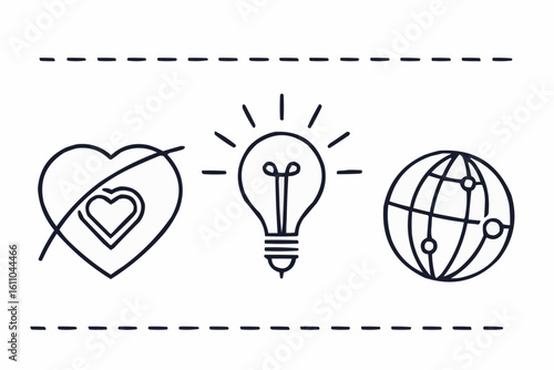 Heart idea and globe