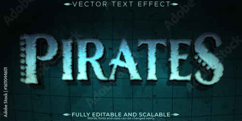 Pirates text effect, editable ship and adventure text style
