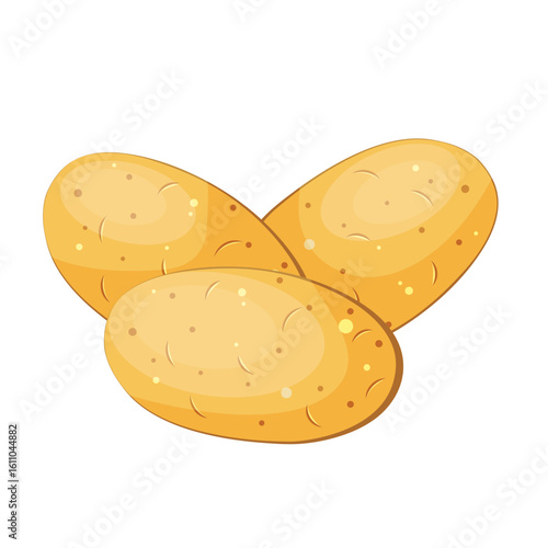 Set of whole potatoes isolated on white background, hand drawn.