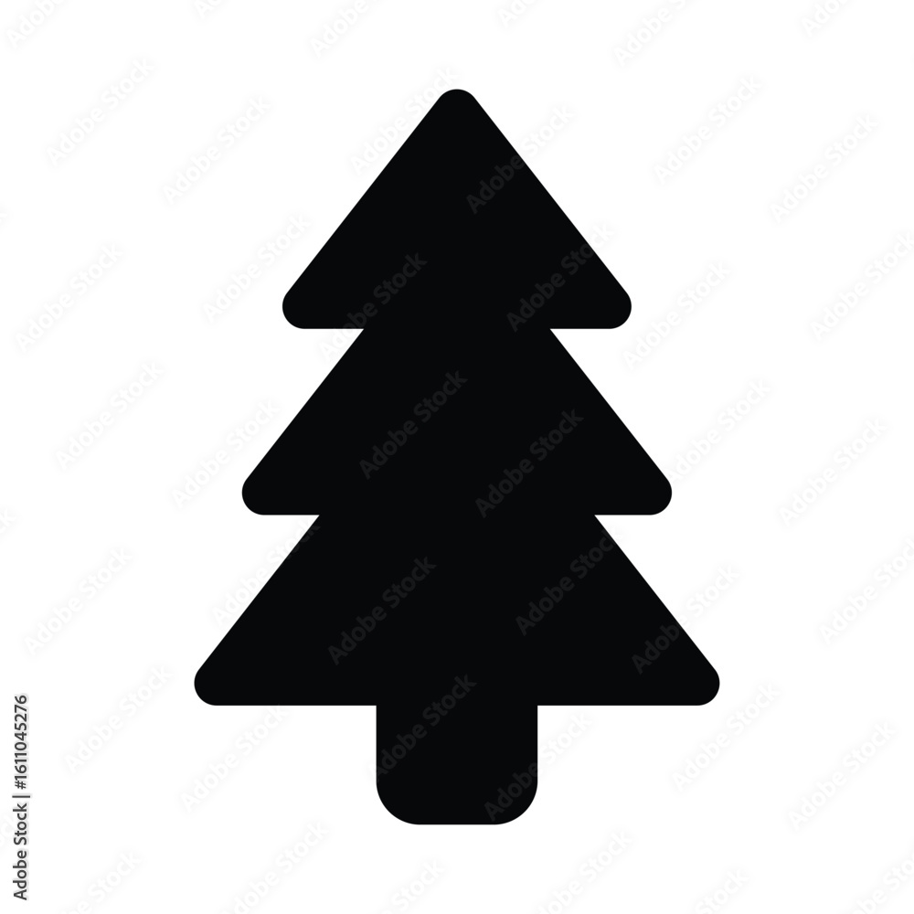 Fototapeta premium Simple Black Silhouette of a Christmas Tree for Holiday Decoration Use
