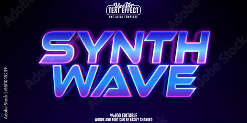 Synth editable text effect, customizable wave and party 3d font style
