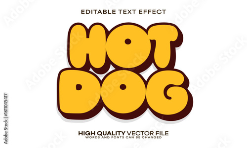 Hotdog text effect, editable text effect and retro 3d font style bold shadow fastfood poster design