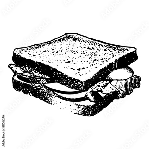 Vector Detailed of a stacked sandwich with visible fillings.
