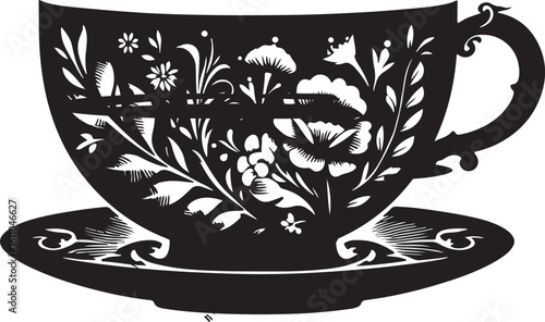 a silhouette teacup
