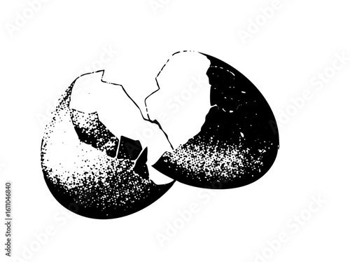 Vector Broken eggshell halves reveal a white interior.