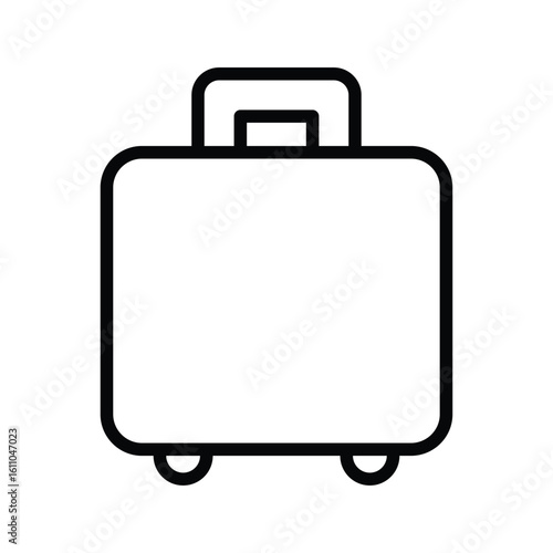 Simple Black and White Illustration of a Minimalist Travel Suitcase Icon