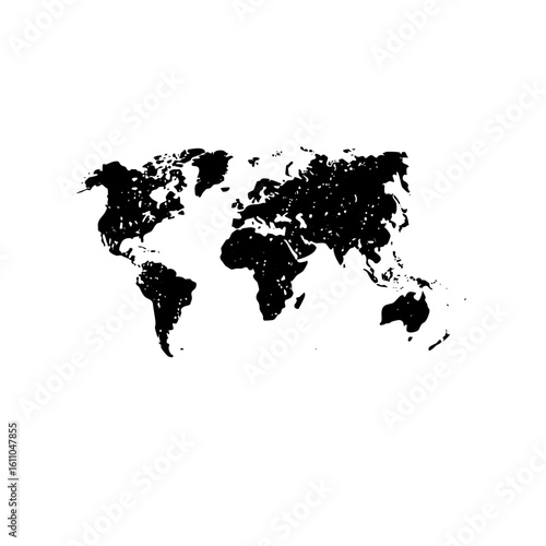 Vector Stylized world map with distinct continental shapes.