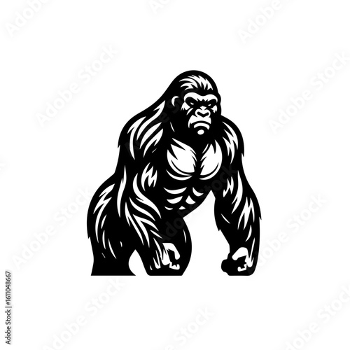 A powerful gorilla standing strong